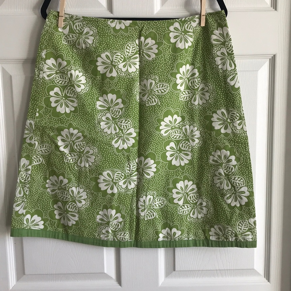 Boden Green Floral Mini Skirt